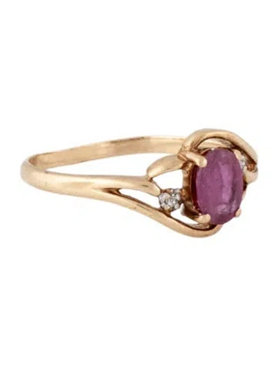 Pre-owned Ring 10k Ruby & Diamond Cocktail  In Multicolor