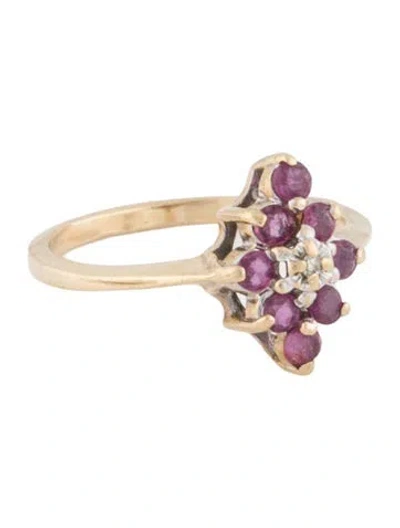 Pre-owned Ring 10k Ruby & Diamond  In Multi
