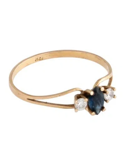 Pre-owned Ring 10k Sapphire & Cubic Zirconia Cocktail  In Multi