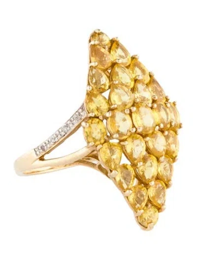 Pre-owned Ring 10k Sapphire & Diamond Cocktail  In Multi