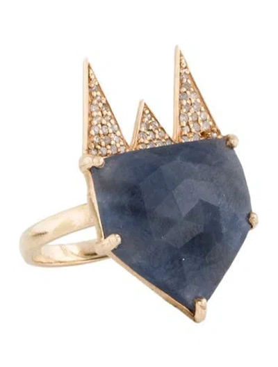 Pre-owned Ring 10k Sapphire & Diamond Cocktail  In Multi
