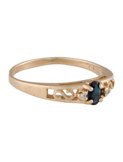 Pre-owned Ring 10k Sapphire & Diamond Cocktail  In Multi