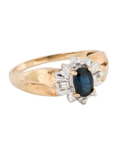 Pre-owned Ring 10k Sapphire & Diamond Cocktail  In Multi