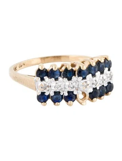 Pre-owned Ring 10k Sapphire & Diamond Cocktail  In Multi