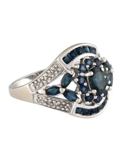 Pre-owned Ring 10k Sapphire & Diamond Cocktail  In Multicolor