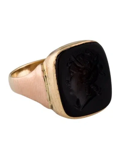 Pre-owned Ring 10k Sard Intaglio Signet  In Multicolor