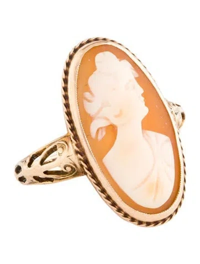 Pre-owned Ring 10k Shell Cameo Cocktail  In Multi