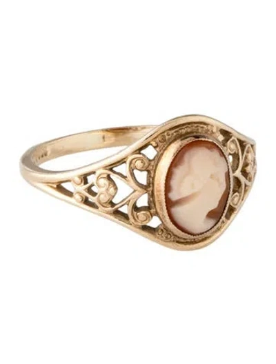 Pre-owned Ring 10k Shell Cameo Cocktail  In Multicolor