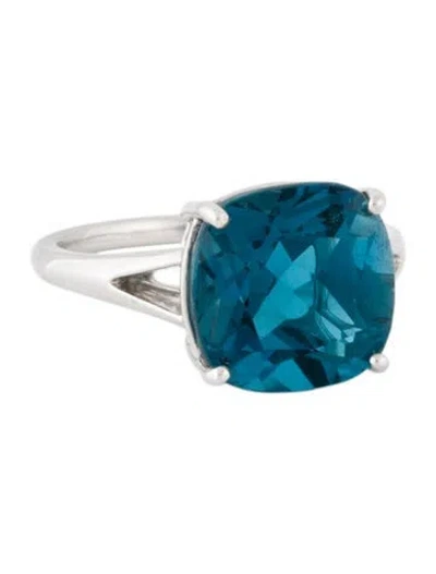 Pre-owned Ring 10k Solitaire Blue Topaz Cocktail  In Multicolor