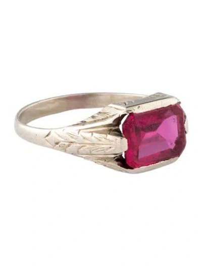 Pre-owned Ring 10k Synthetic Ruby Cocktail  In Multi