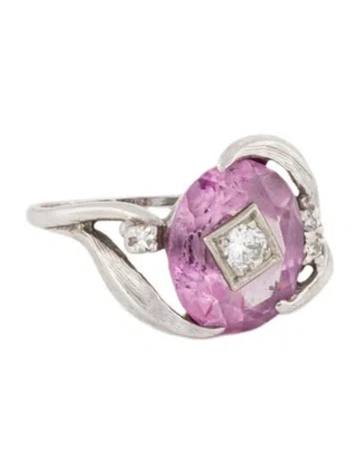 Pre-owned Ring 10k Synthetic Sapphire & Diamond Cocktail  In Multi