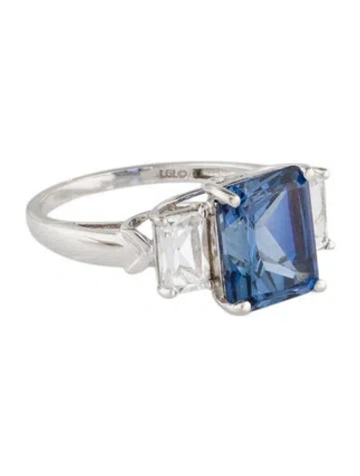 Pre-owned Ring 10k Synthetic Sapphire Cocktail  In Multi