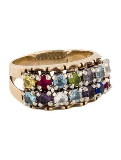 Pre-owned Ring 10k Synthetic Sapphire, Synthetic Ruby & Synthetic Spinel Band In Multi