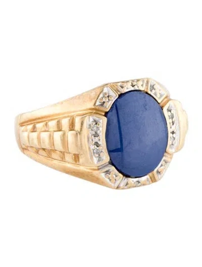 Pre-owned Ring 10k Synthetic Star Sapphire & Diamond Cocktail  In Multi