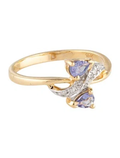 Pre-owned Ring 10k Tanzanite & Diamond Cocktail  In Multicolor