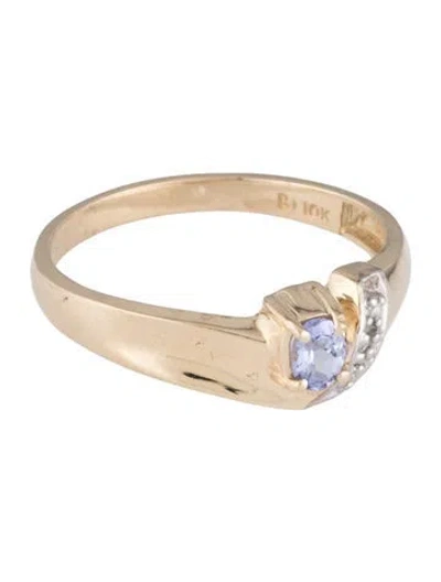 Pre-owned Ring 10k Tanzanite & Diamond Cocktail  In Multicolor