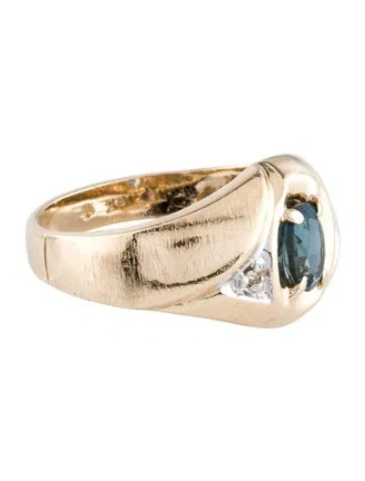 Pre-owned Ring 10k Topaz & Diamond Cocktail  In Multi