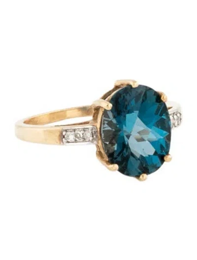 Pre-owned Ring 10k Topaz & Diamond Cocktail  In Multicolor