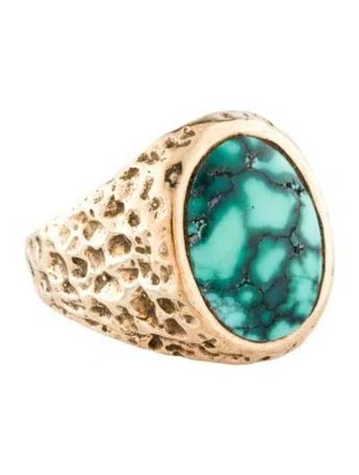 Pre-owned Ring 10k Turquoise Textured Cocktail  In Multi