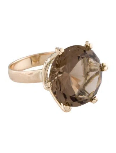 Pre-owned Ring 12k 9.53ct Smoky Quartz Cocktail  In Multi