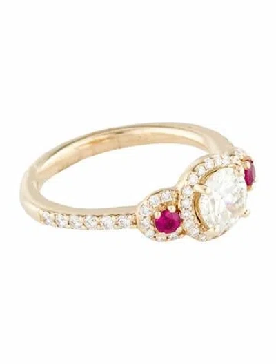 Pre-owned Ring 1.31ctw Diamond, Ruby & Sapphire Engagement  In Multi