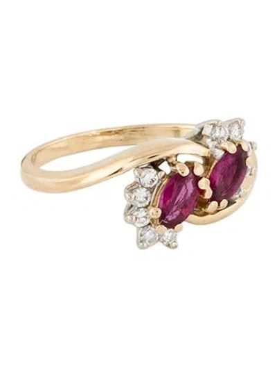 Pre-owned Ring 14 Ruby & Diamond Cocktail  In Multi