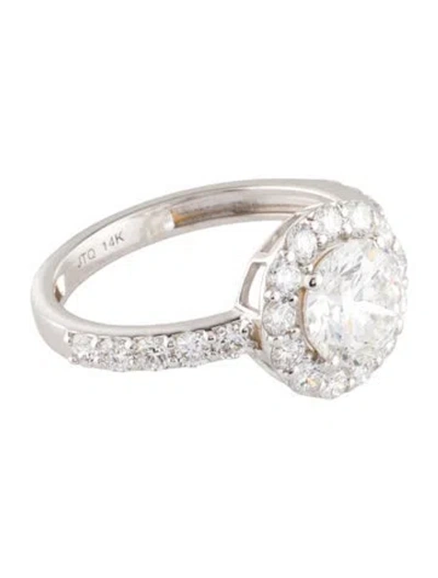 Pre-owned Ring 1.42ct Lab-grown Diamond Halo Engagement  In Multi