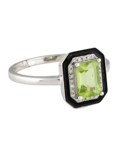 Pre-owned Ring 14k 1.00ct Citrine, Diamond & Enamel Cocktail  In Multi