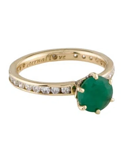 Pre-owned Ring 14k 1.00ct Emerald & Diamond Cocktail  In Multi