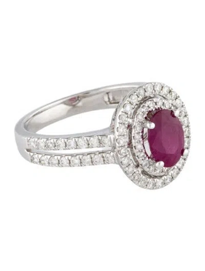 Pre-owned Ring 14k 1.00ct Ruby & Diamond Cocktail  In Multi
