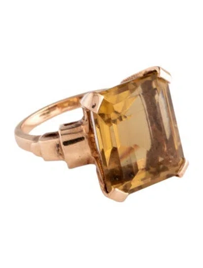 Pre-owned Ring 14k 10.11ct Citrine Cocktail  In Multi