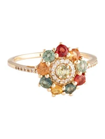 Pre-owned Ring 14k 1.01ctw Sapphire Cocktail  In Multicolor