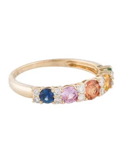 Pre-owned Ring 14k 1.02 Sapphire, Tsavorite & Diamond  In Multi