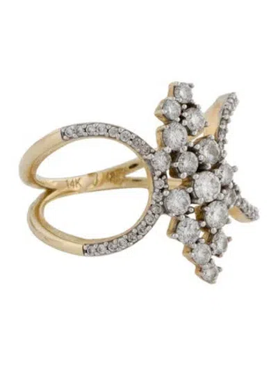 Pre-owned Ring 14k 1.02ctw Diamond Cluster Cocktail  In Multi