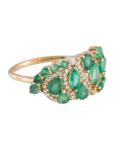 Pre-owned Ring 14k 1.02ctw Emerald & Sapphire Cocktail  In Multi