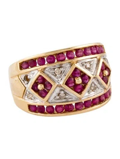 Pre-owned Ring 14k 1.02ctw Ruby & Diamond Cocktail  In Multi