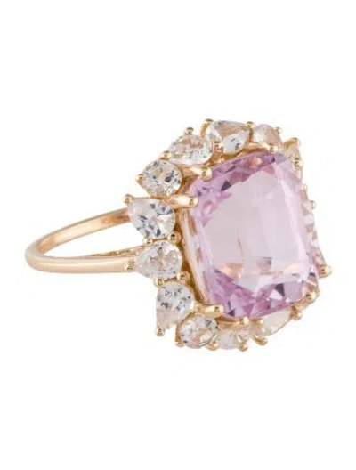 Pre-owned Ring 14k 10.32ct Kunzite & 2.05ct Sapphire Cocktail  In Multi