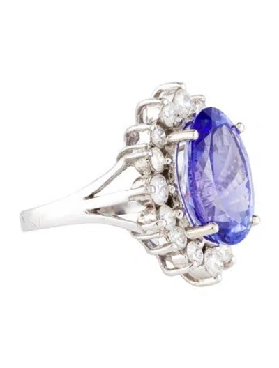 Pre-owned Ring 14k 10.34ct Tanzanite & Diamond Cocktail  In Multi