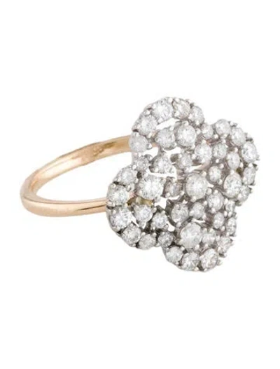 Pre-owned Ring 14k 1.03ctw Diamond Cocktail  In Multicolor