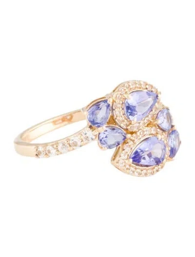 Pre-owned Ring 14k 1.04ctw Tanzanite & Sapphire Cocktail  In Multi