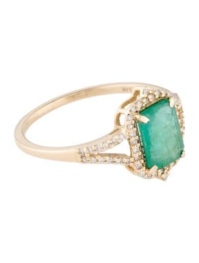 Pre-owned Ring 14k 1.05ct Emerald & Diamond Cocktail  In Multi