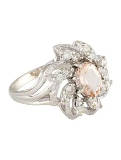 Pre-owned Ring 14k 1.05ct Morganite & Diamond Cocktail  In Multicolor