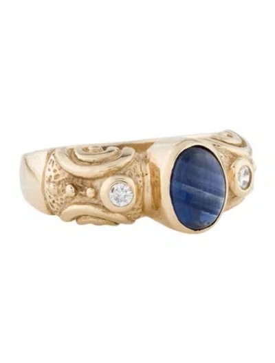 Pre-owned Ring 14k 1.05ct Sapphire & Diamond Cocktail  In Multi