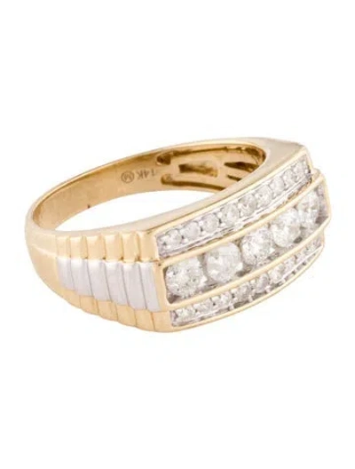 Pre-owned Ring 14k 1.05ctw Diamond Two-tone Signet  In Multi