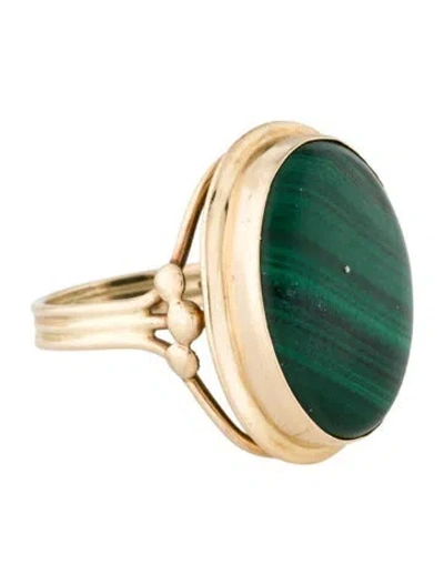 Pre-owned Ring 14k 10.63ct Malachite Cocktail  In Multi