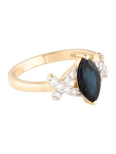 Pre-owned Ring 14k 1.06ct Sapphire & Diamond Cocktail  In Multicolor