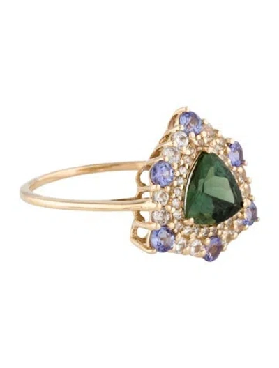 Pre-owned Ring 14k 1.06ct Tourmaline, Tanzanite & Sapphire Cocktail  In Multi