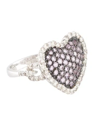 Pre-owned Ring 14k 1.07ctw Sapphire & Diamond Heart Cocktail  In Multi