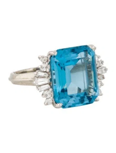 Pre-owned Ring 14k 10.84ct Topaz & Diamond Cocktail  In Multi