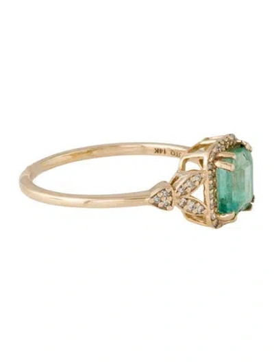 Pre-owned Ring 14k 1.08ct Emerald & Diamond Cocktail  In Multi